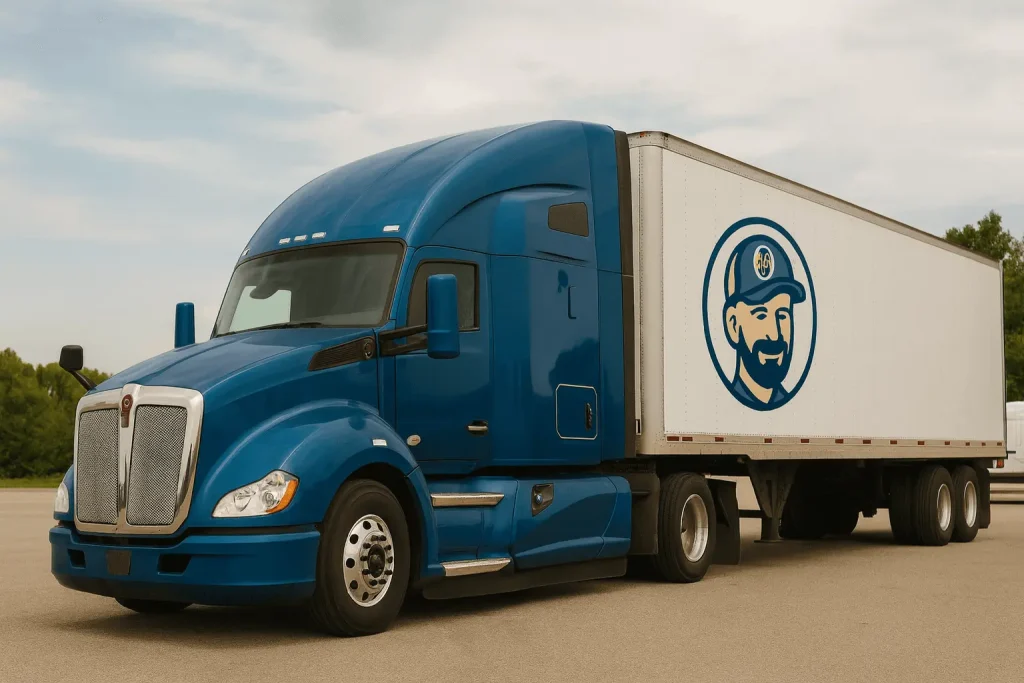 Samytruck.com - Blue truck with Samytruck Logo on the right side of the truck